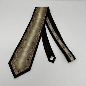 Vintage Fratello Black Gold Geometric Necktie